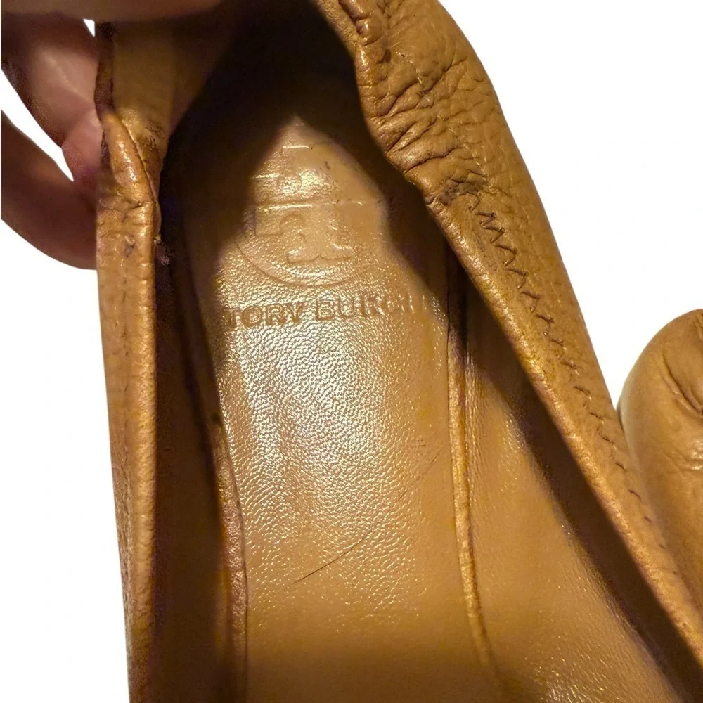 Tory Burch Royal Tan Leather Reva Flats size